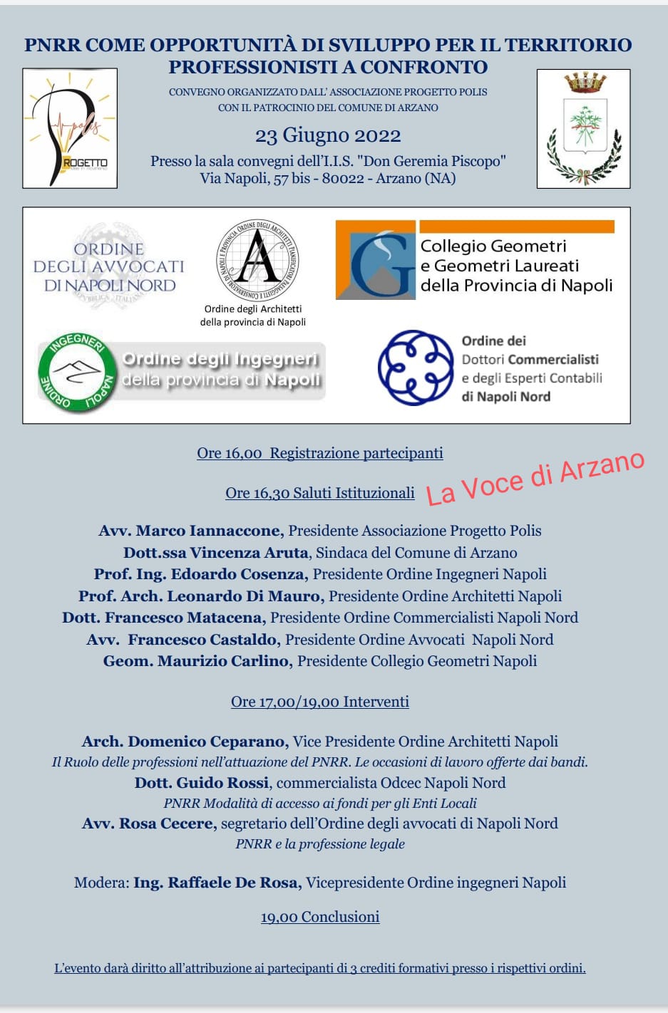 Importante convegno sul PNRR organizzato da “Progetto Polis”