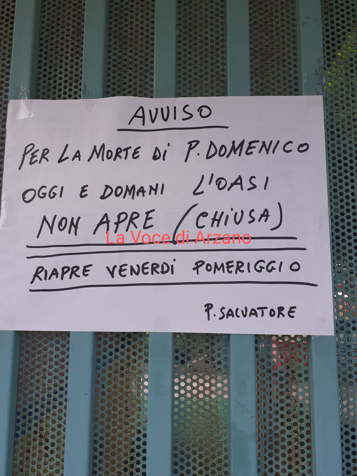 Dipartita Padre Domenico Ferrara, resta chiusa per lutto l’oasi