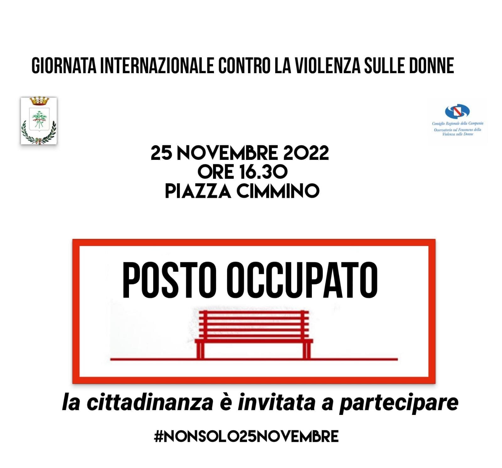 Giornata Internazionale contro la violenza sulle donne, manifestazione in piazza Cimmino, venerdì 25 alle ore 16.30