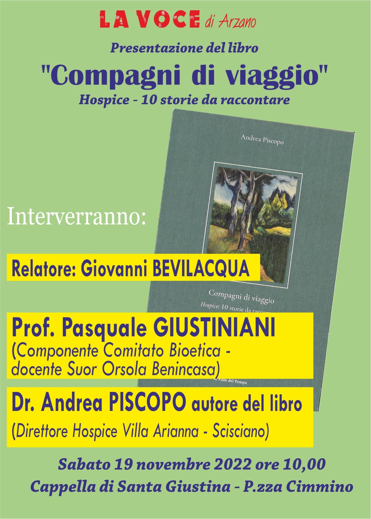 “Compagni di viaggio” il libro del dottor Andrea Piscopo sarà presentato sabato 19 novembre