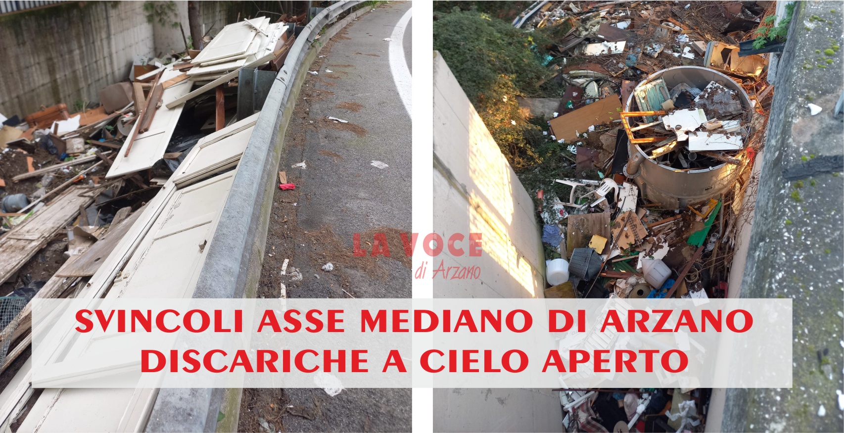 Tornano i rifiuti negli svincoli di Arzano dell’Asse Mediano