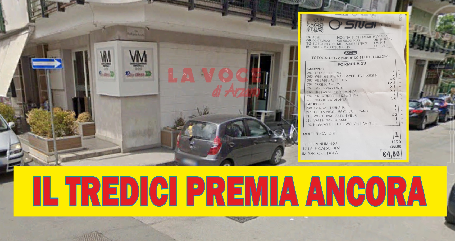 Il tredici al Totocalcio premia Arzano