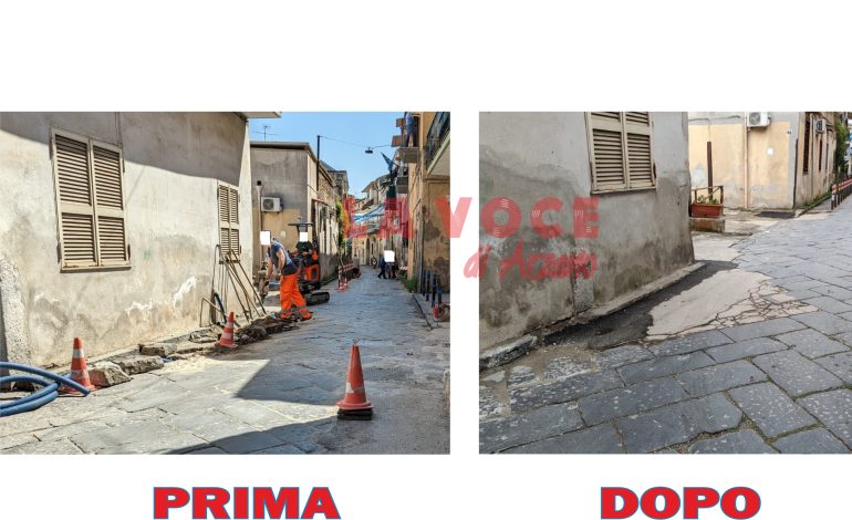 Un altro tratto di basoli eliminati in via Zanardelli