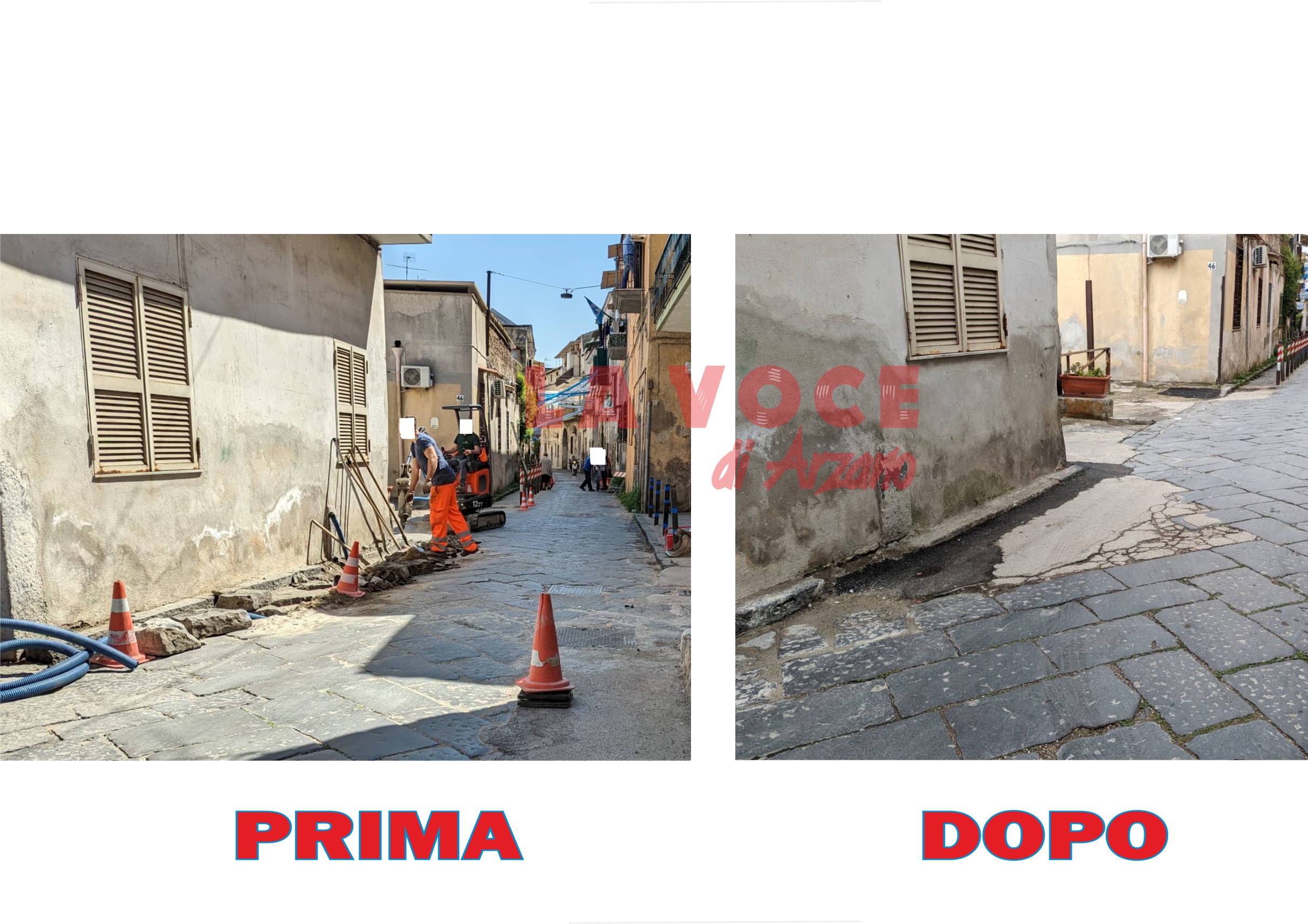 Un altro tratto di basoli eliminati in via Zanardelli
